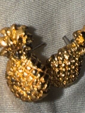 Vintage Gold Plated Sterling Silver Pineapple Stud Earrings 925